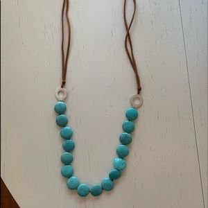 Stella & Dot Turquoise Beaded Leather Bracelet